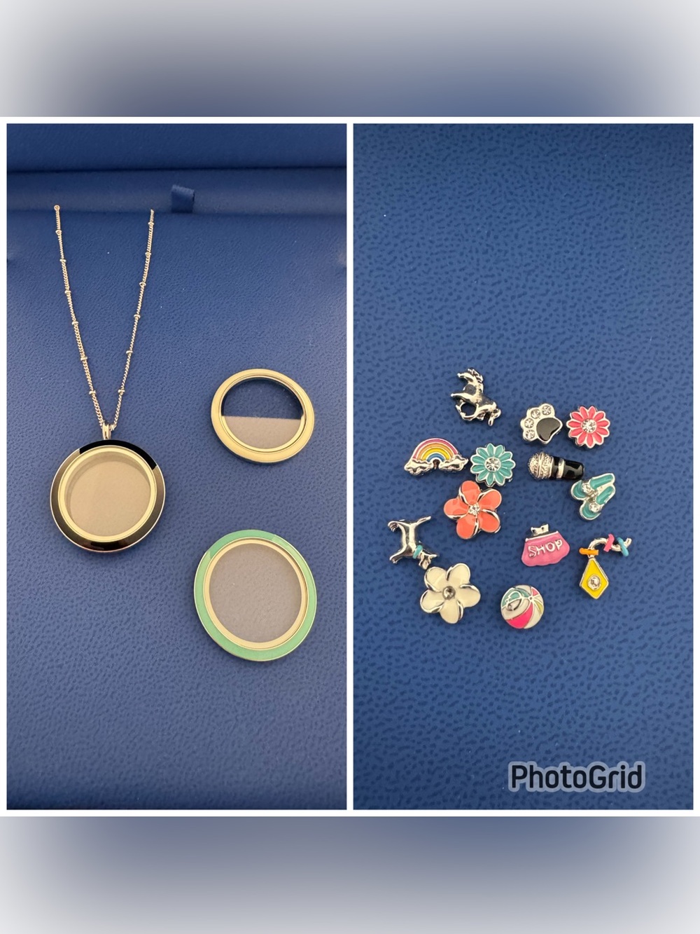 Origami Owl Round Interchangeable Pendant Necklace w/Charms